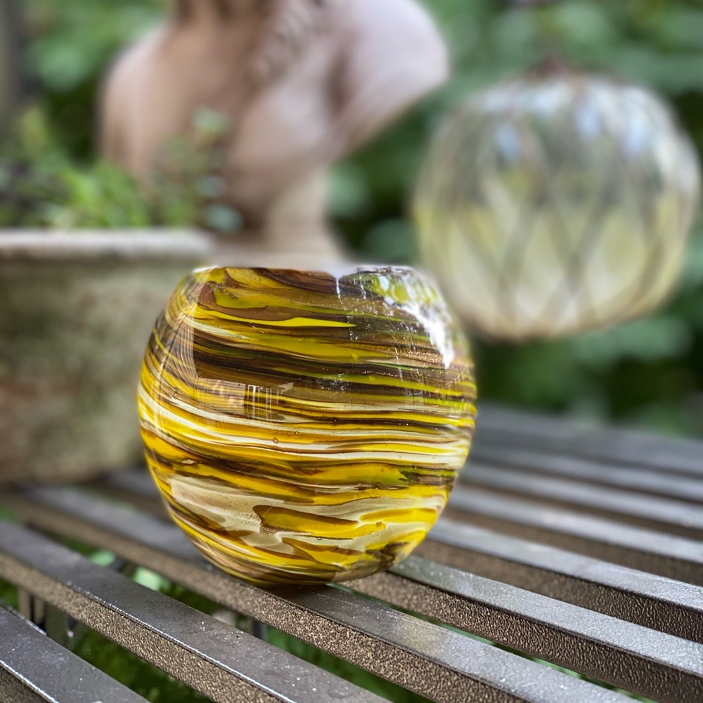 Galaxy hand blown glass votive candle holder